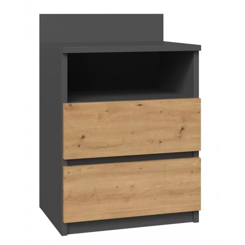 Top E Shop M1 ANTRACYT/ARTISAN comodino, 2 cassetti, rovere
