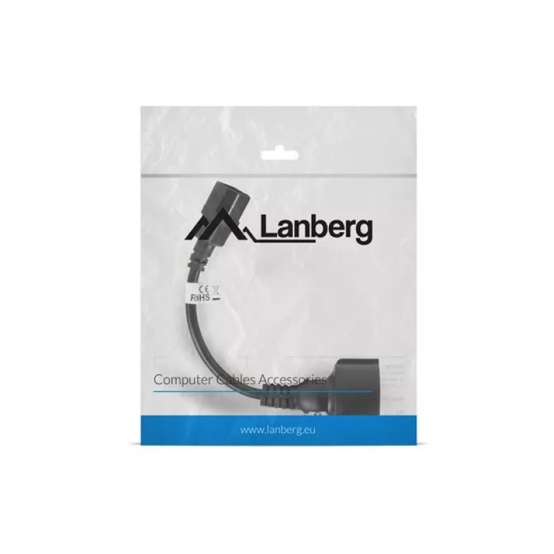 Cavo di alimentazione Lanberg CA-C14E-10CC-0018-BK nero 0,18 m connettore C14 (CA-C14E-10CC-0018-BK)