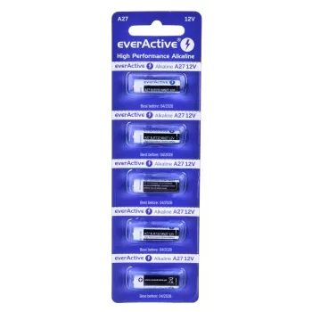 Set batterie ricaricabili everActive 27A5BL, alcaline 12 V, cilindriche, 5 pezzi, 27,3 × 7,62 mm