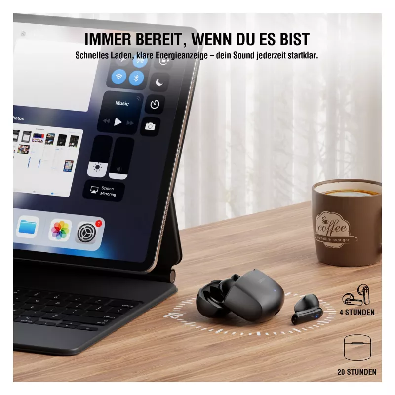 4smarts cuffia senza fili SkyBuds Air nera (541722)