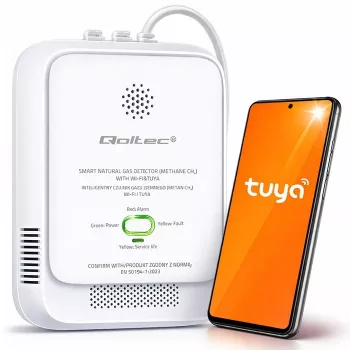 Rilevatore di fughe di gas QOLTEC NG Tuya — rilevatore gas naturale (CH4), smart compatibile Tuya