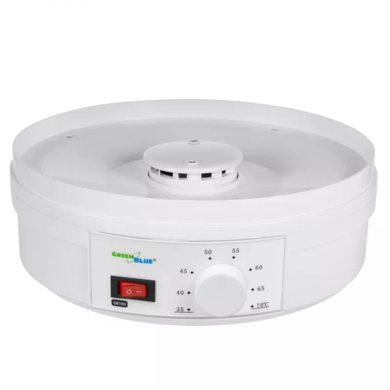 GreenBlue GB190 essiccatore per funghi, verdure e frutta, 5 vassoi, 250 W, temperatura regolabile 35–70 °C, bianco