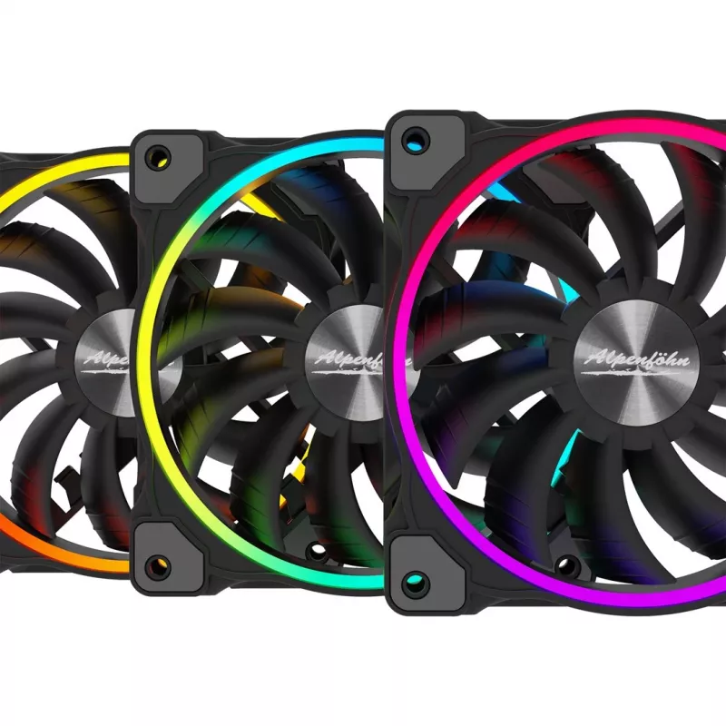Ventola per case ALPENFÖHN Wing Boost 3 120mm ARGB, confezione da 3, nero