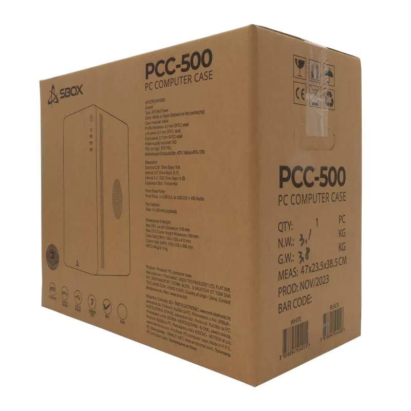 Sbox PCC-500 bianco ATX