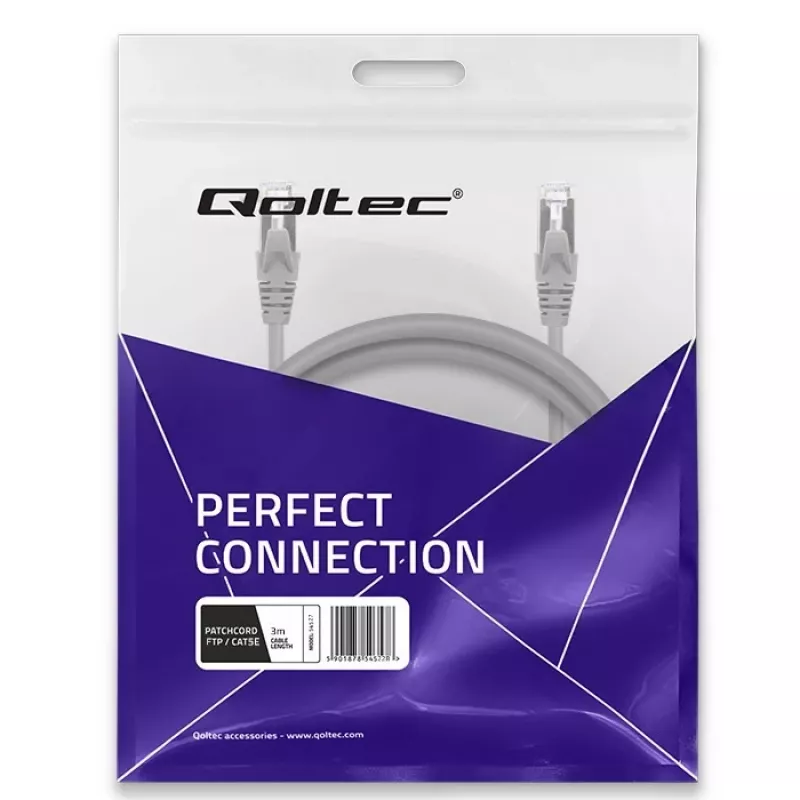Cavo patch QOLTEC 54528 2xRJ45 CAT5e 3m nero