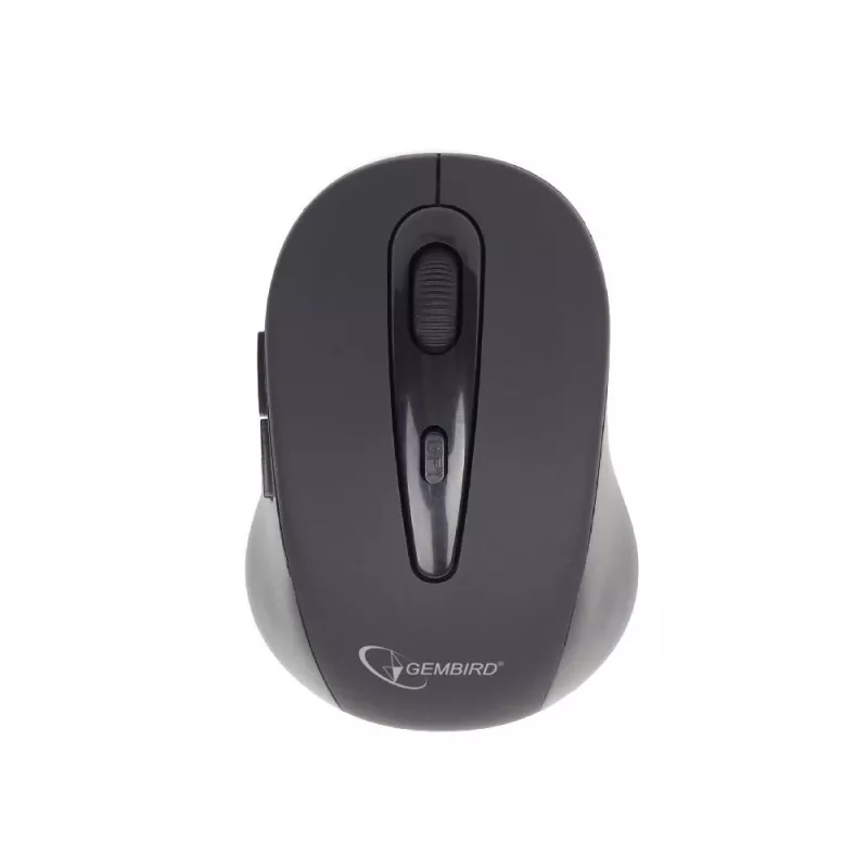 Mouse ottico wireless Bluetooth GEMBIRD MUSWB2 — per destrimani, 1600 DPI, 6 tasti, nero/grigio, batterie AAA