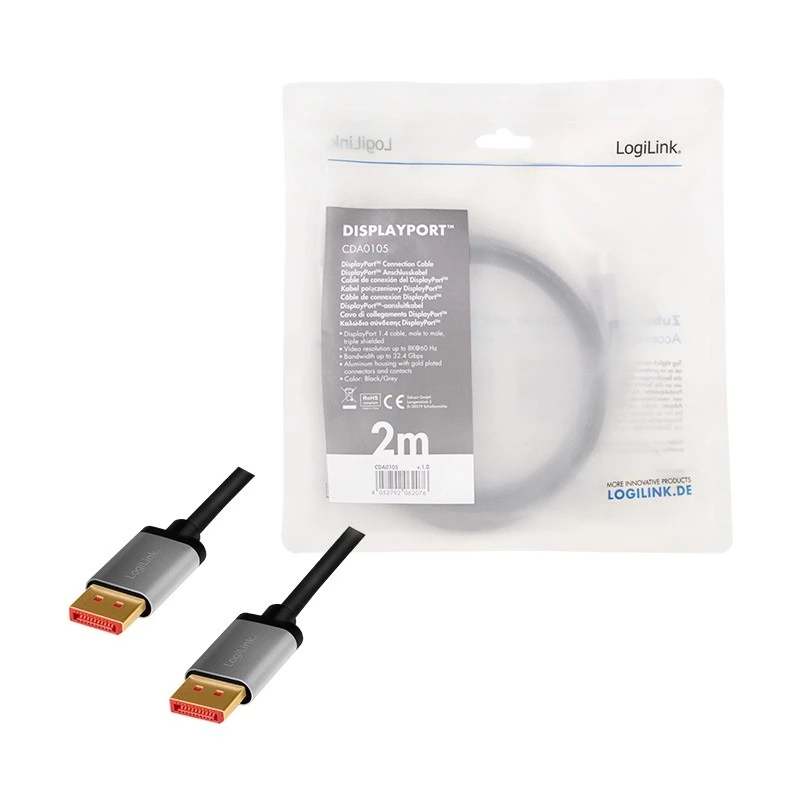 Cavo DisplayPort LogiLink CDA0105 2 m nero grigio