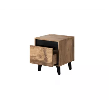 Comodino cama meble NORD, set da 2, 40×38×45 cm, rovere Wotan/antracite, 1 cassetto, telaio 16 mm