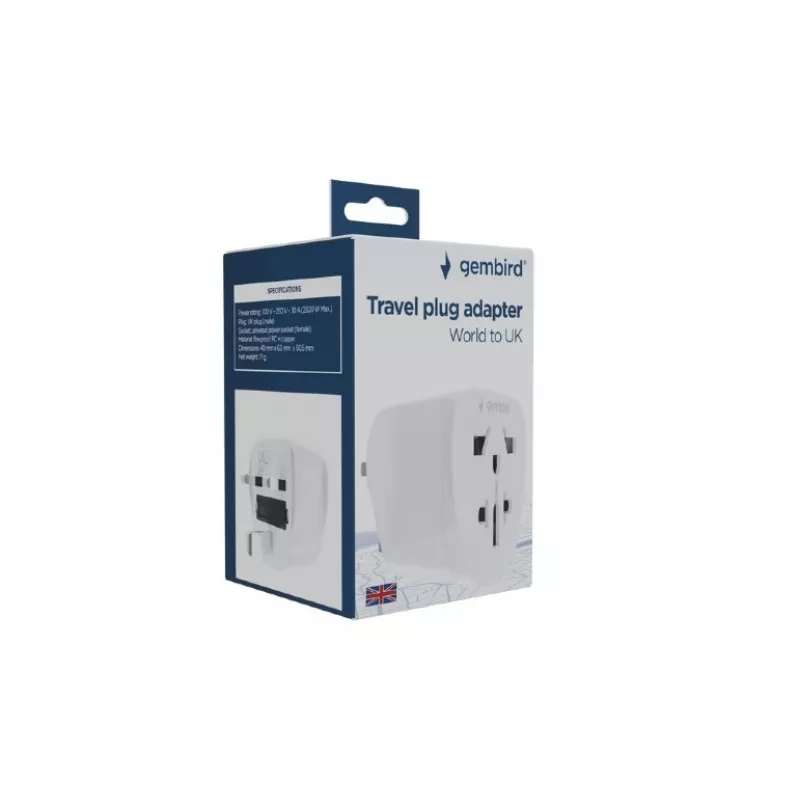 Adattatore di rete GEMBIRD A-AC-UKMINTF – spina UK tipo G a ingresso IEC-C13, 15 A
