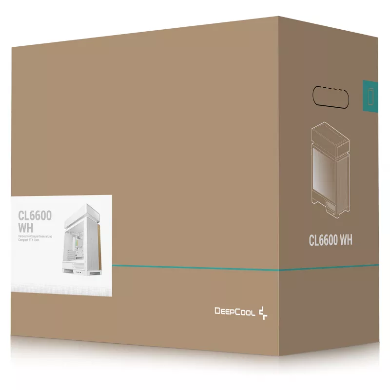 Case per PC desktop DeepCool CL6600 WH — bianco, supporta alimentatori ATX/PS2/SFX/SFX-L, 140 mm anteriore, 120/140 mm superiore/posteriore, unità 2,5 pollici e 3,5 pollici