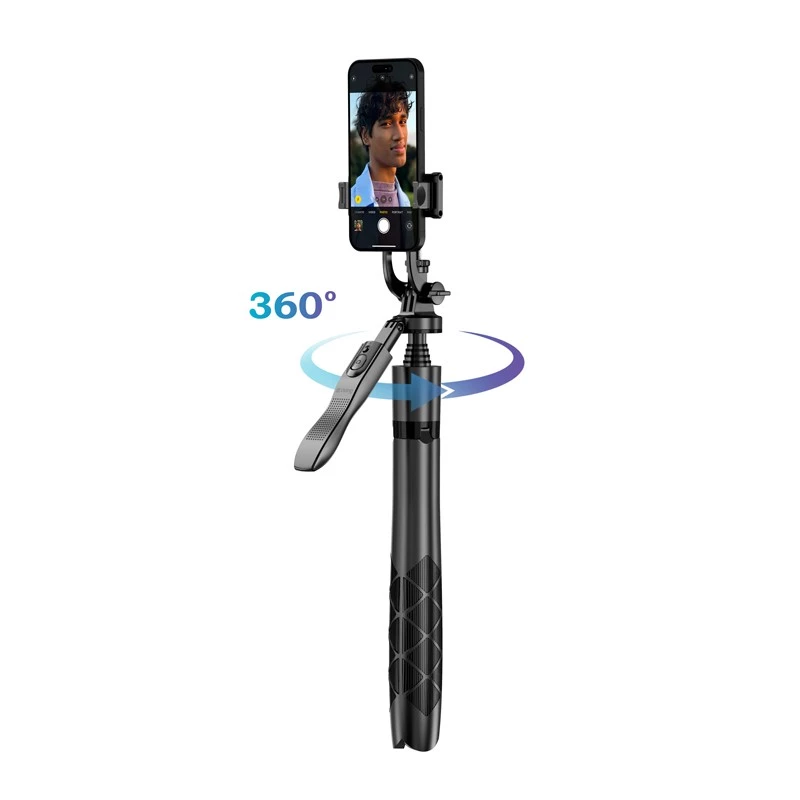 Selfie stick con treppiede Crong CRGSGU1BLK alluminio Bluetooth con gambe pieghevoli e supporto per telefono