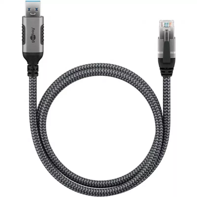 Goobay 70693 cavo USB-A a RJ45 Ethernet CAT 6 per connessione internet cablata stabile con router/modem/switch di rete/sostituisce adattatore USB a RJ45 / 1