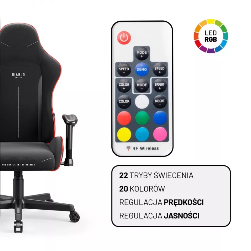 Sedia gaming Diablo X-Starter nero LED — sedia gaming Diablo X-Starter con illuminazione LED integrata