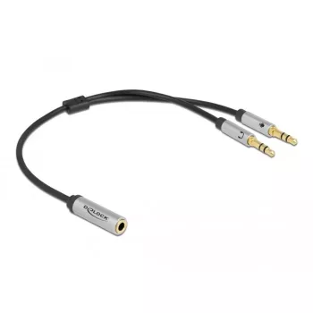 Delock - adattatore per cuffie - mini-phone stereo 3,5 mm 4 poli femmina a mini jack stereo maschio - 27 cm - nero (66740)