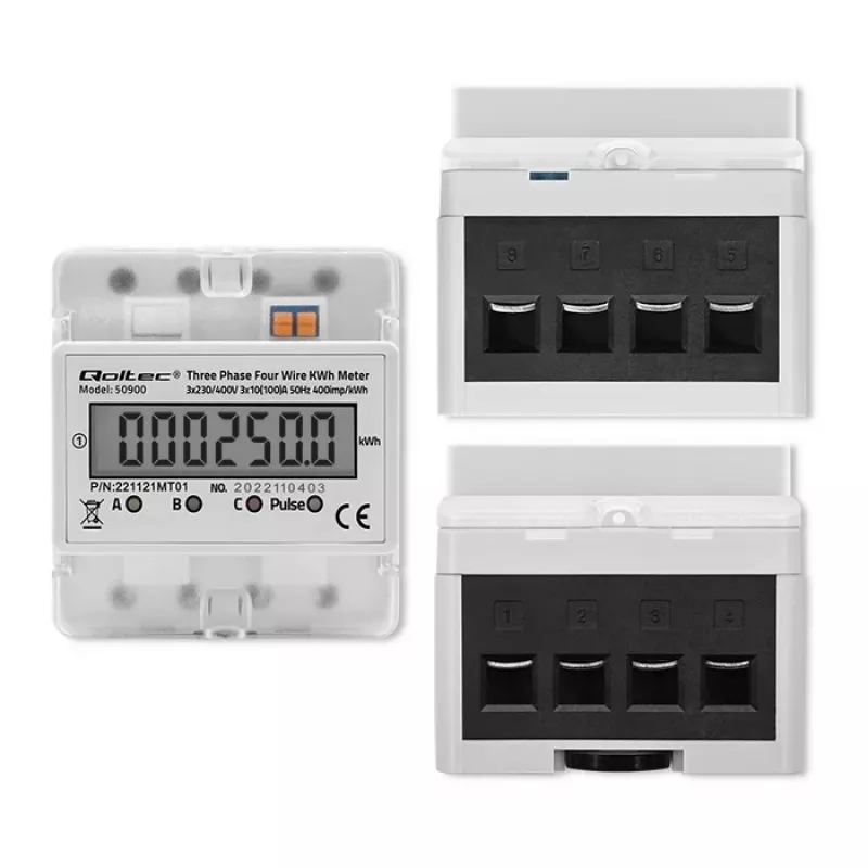 Contatore di energia elettronico trifase QOLTEC 50900 400V LCD 4P