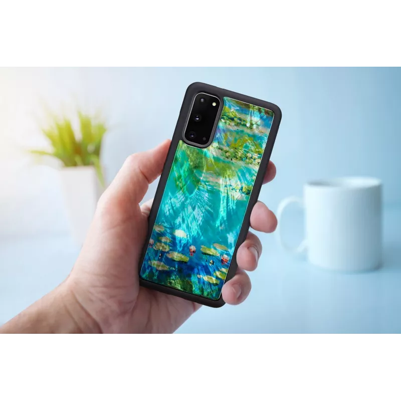 Custodia protettiva iKins per Samsung Galaxy S20 — design nero Water Lilies