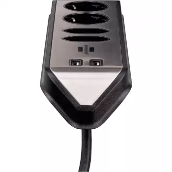 Ciabatta angolare Brennenstuhl estilo 4 vie, nero 2 prese Schuko, 2 prese Euro, con funzione di ricarica USB