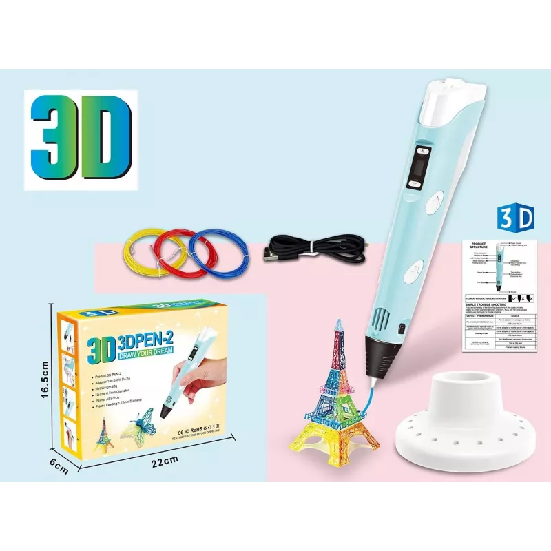 Penna 3D, set filamento con cavo di alimentazione USB
