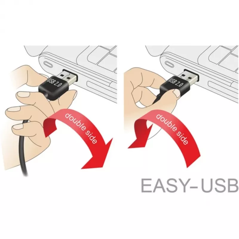 DeLOCK Easy - cavo USB - USB (M) angolare sinistra/destra, reversibile a USB Type-B (M) - USB2.0 - 50 cm - nero (85167)