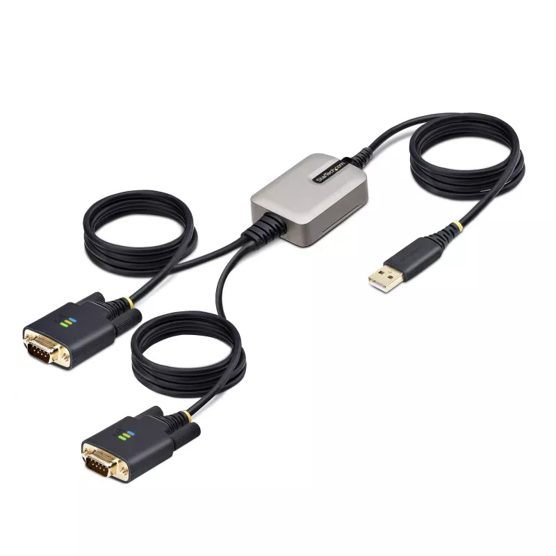 StarTech.com cavo adattatore da USB a seriale a 2 porte 13ft (4m), viti/dadi DB9 sostituibili, mantenimento COM, USB-A a DB9 RS232, FTDI, protezione ESD livello 4, Windows/macOS/ChromeOS/Linux – costruzione robusta in TPE