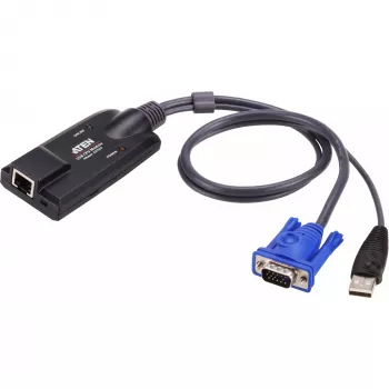 Cavo adattatore KVM ATEN da USB - VGA a Cat5e/6 (modulo CPU), PS/2, PS/2, VGA, nero, blu, metallizzato, RJ-45, 1 x RJ-45