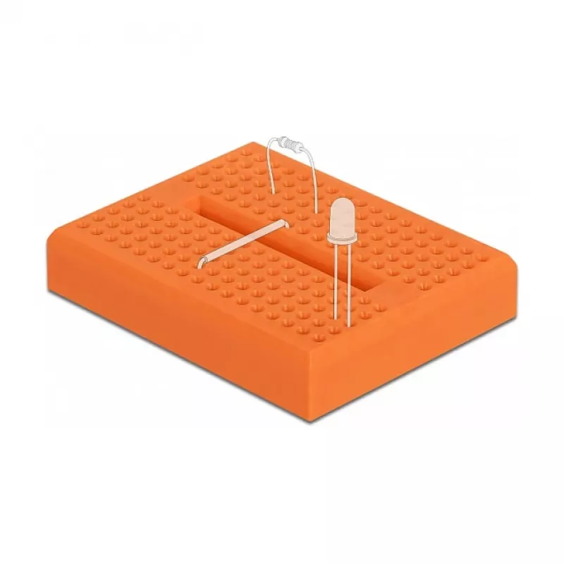 Breadboard DELOCK 18319, scheda di prototipazione in plastica, arancione, 36×46×10 mm