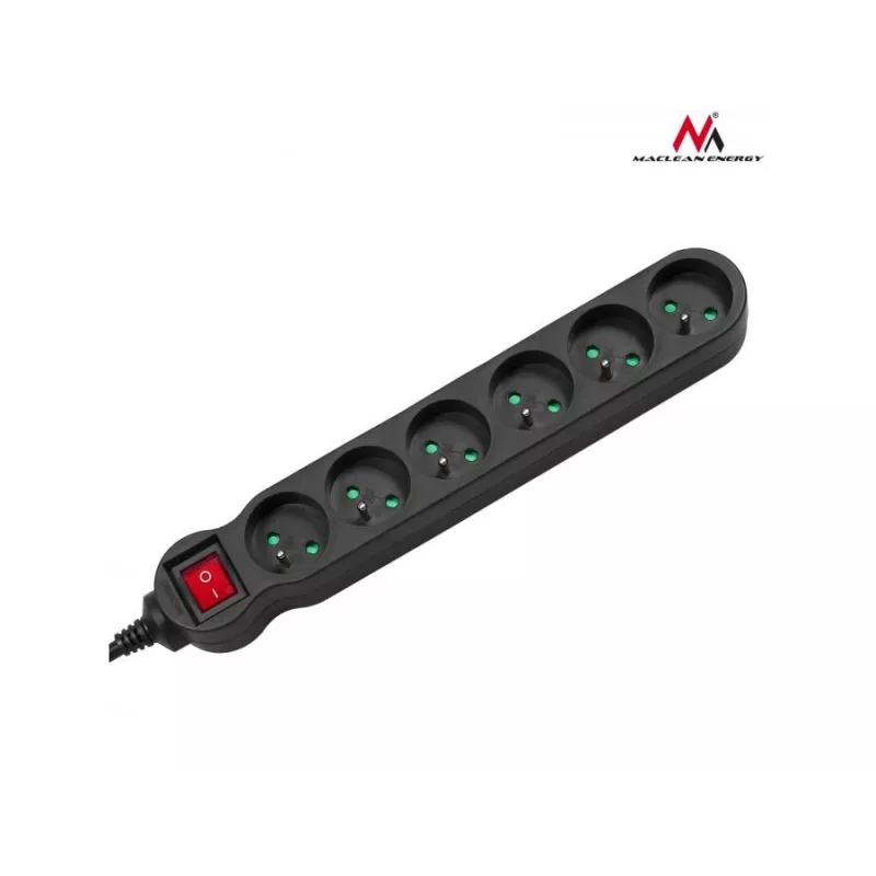 Prolunga Maclean MCE188 5m 6 prese uso interno nero
