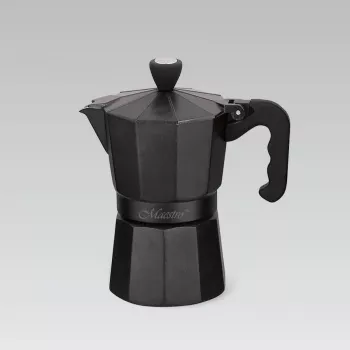 Caffettiera moka Maestro MR-1666-3-Nero, macchina per caffè manuale in alluminio per 3 tazze, 150 ml, nero