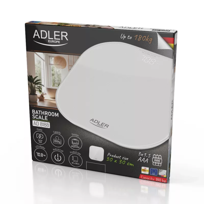 Adler Bilancia pesapersone | AD 8188 | Portata massima 180 kg | Precisione 100 g | bianco