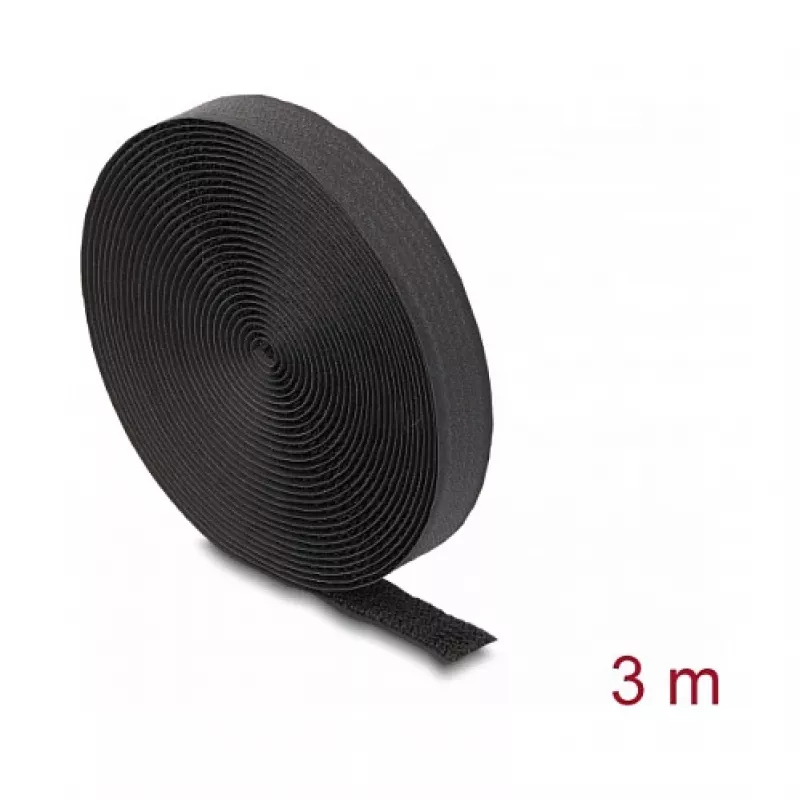 Nastro a velcro DeLOCK 3 m x 20 mm nero nylon