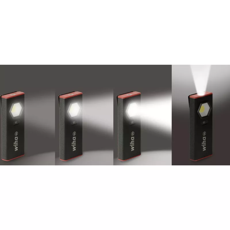 Wiha 45699 lampada portatile 1200 lm, nera/rossa, con sensore on/off