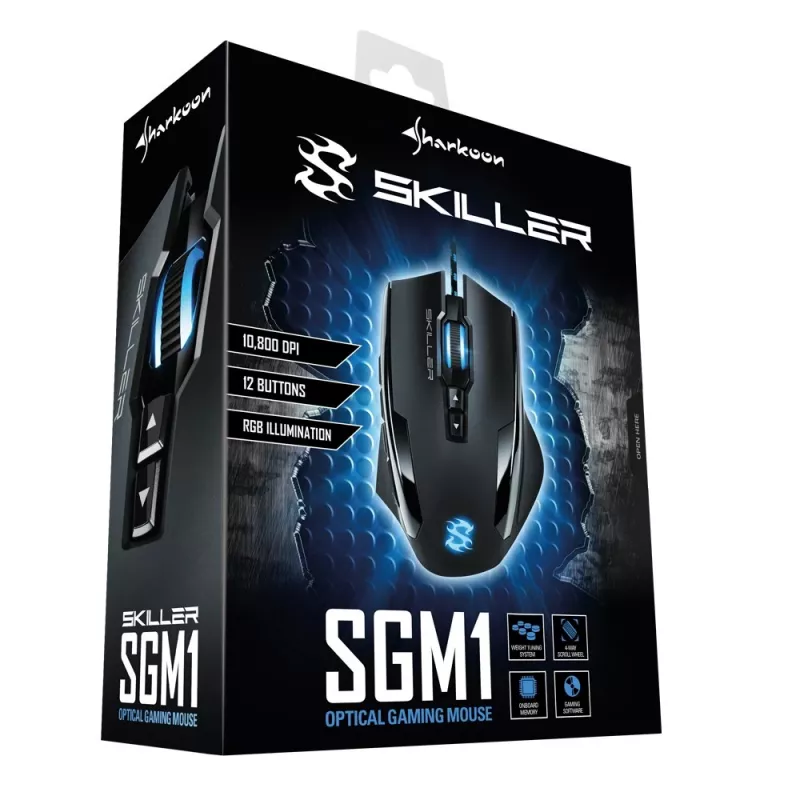 Sharkoon Skiller SGM1 mouse gaming per destrimani USB Type-A ottico 10800 DPI