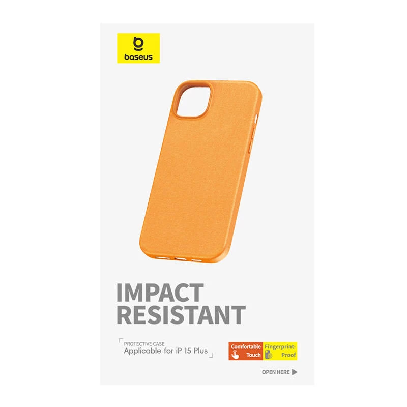 Custodia per telefono per iPhone 15 Plus Baseus Fauxther Serie (arancione)