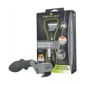 Strumento per la rimozione dei nodi FURminator Adjustable — per gatti e cani, lama in acciaio inox, impugnatura ergonomica antiscivolo, 185 g, tutti i tipi di pelo