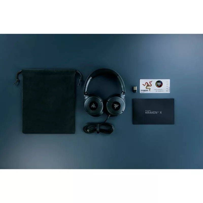 Razer Kraken V4 X - Headset gaming per PC con filo (driver TriForce da 40 mm, microfono cardioide retrattile, audio surround 7.1, Chroma RGB per PC, console e telefono)