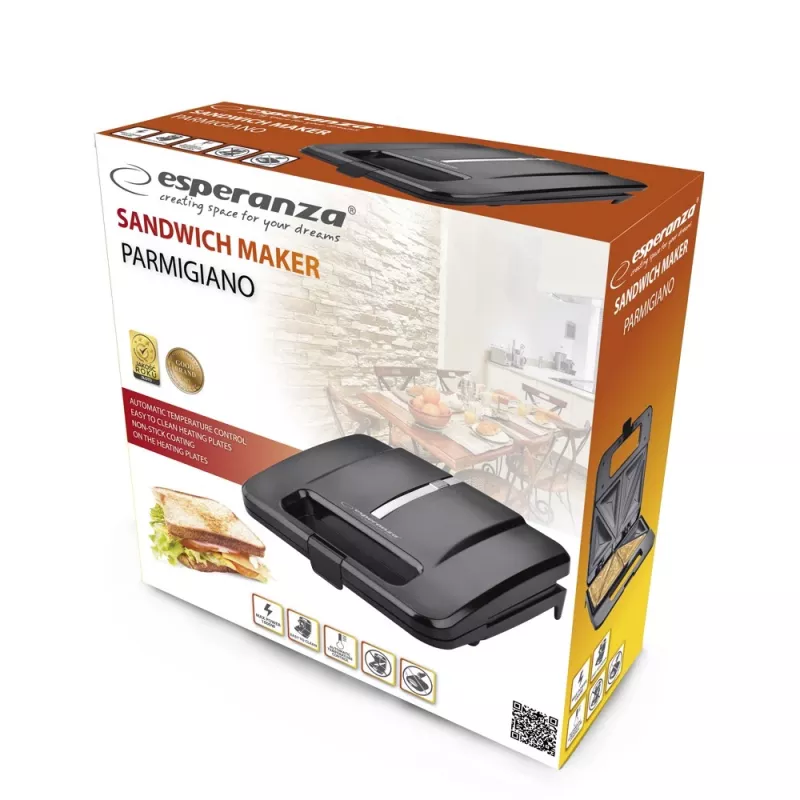 Esperanza PARMIGIANO EKT010 tostapane per sandwich, 1000 W, nero