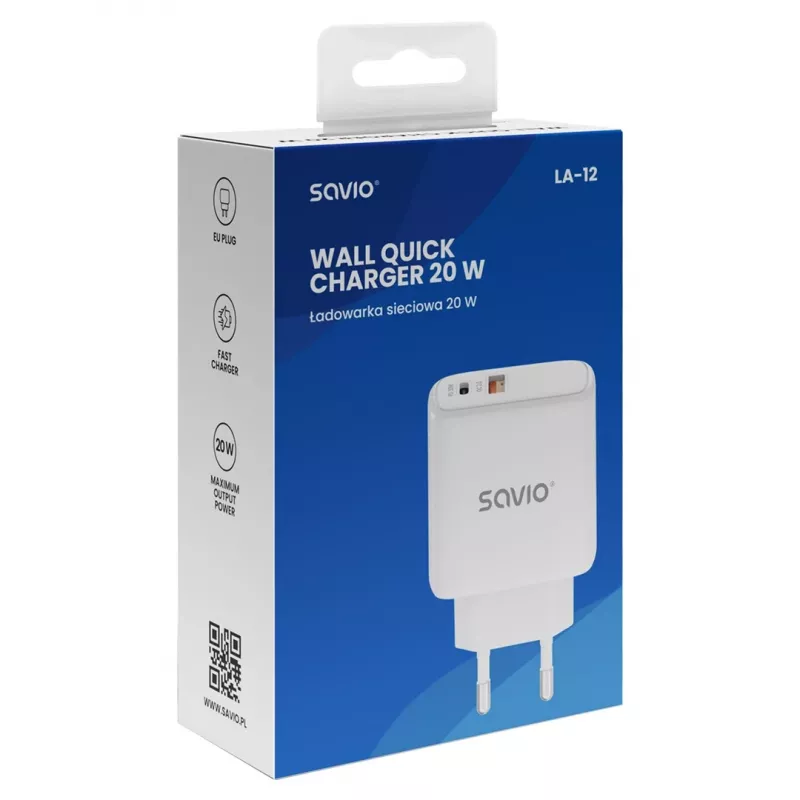 Caricabatterie per dispositivi mobili Savio LA-12 universale bianco AC ricarica rapida indoor