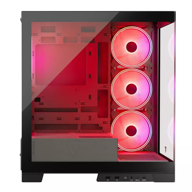 Case per PC MODECOM Volcano SPACE APEX ARGB Midi Tower, vetro temperato, USB-C, supporta ATX/microATX/Mini-ITX, GPU fino a 430 mm, dissipatore CPU fino a 180 mm