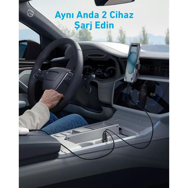 Caricabatterie da auto Anker 30 W 2 porte nero ricarica rapida