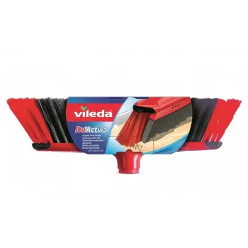Scopa per interni VILEDA 151221 con testa in gomma, setole morbide/dure, rossa, larghezza confezione 340 mm