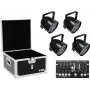 Set proiettori LED PAR EUROLITE 4x PAR-56 QCL con flightcase e controller