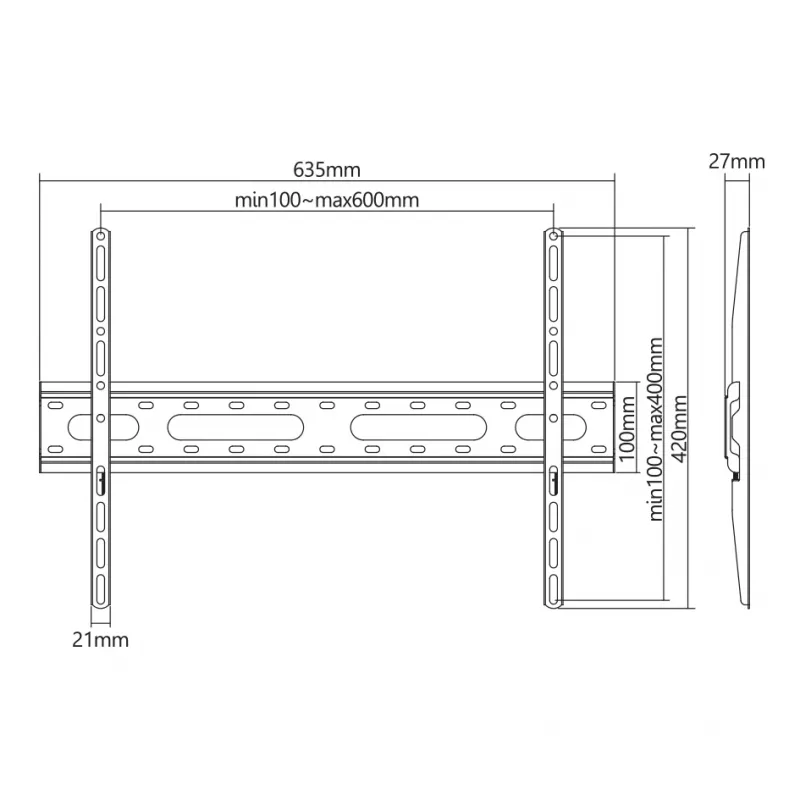 Sbox PLB-2546F-2 supporto TV fisso da parete, 37-80 pollici, fino a 45 kg, VESA 600x400