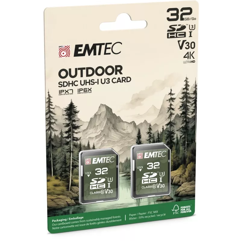 Memoria flash Emtec 32GB UHS-I U3 V30 Outdoor ECMSD32GHC10ORP