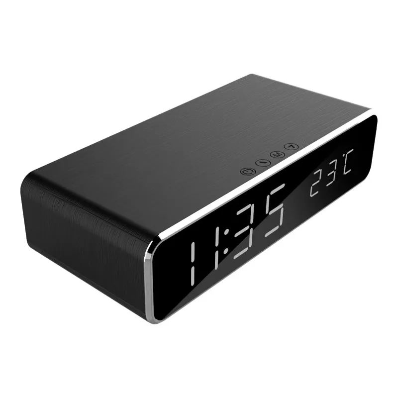 Sveglia digitale GEMBIRD DAC-WPC-01 con display LCD, cassa in alluminio nero, alimentazione a rete