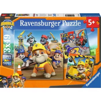Set di puzzle per bambini Ravensburger Rubble & Crew veicoli da lavoro — 3 puzzle × 49 pezzi