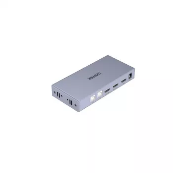 Switch KVM Unitek V307A USB HDMI 2 porte 4K Ultra HD 3840x2160@60 Hz HDCP 2.2, case in metallo, grigio
