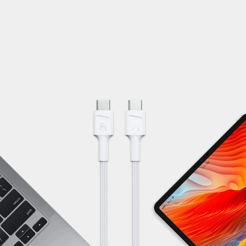 Cavo USB-C a USB-C Green Cell KABGC29W 2 m, USB 3.2 Gen 1, 60 W PD, TPE intrecciato, bianco