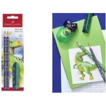 Set matite in grafite Faber-Castell Dino HB blu – matite in legno HB, fusto blu, set