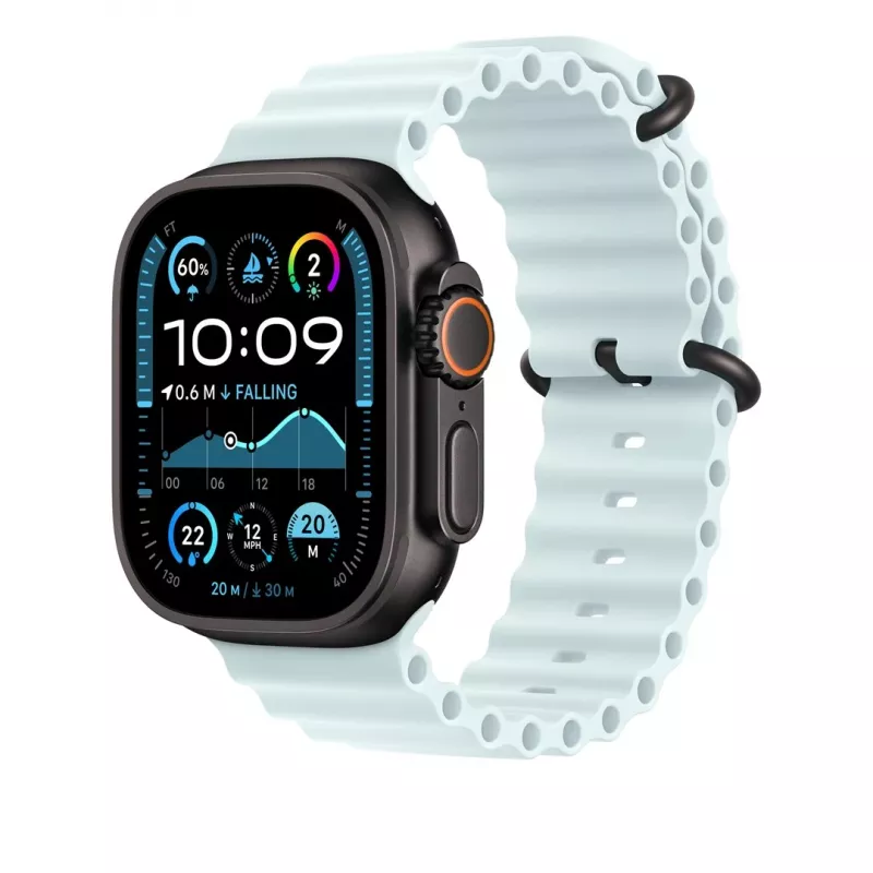 Apple cinturino Ocean 49mm Ice blu – finitura titanio nero