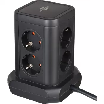 Torre multipresa Brennenstuhl 1153560010 — 8 prese, 2×USB-A, 1×USB-C, nero